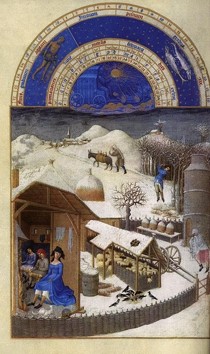 "Les très riches heures du duc de Berry : Février", (1412-1416), Chantilly, Musée Condée (source : WGA).