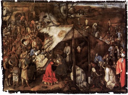 Pieter Brueghel l'Ancien, L'adoration des Mages, Musées Royaux des Beaux-Arts, Bruxelles, 1556-62 (source : wga)