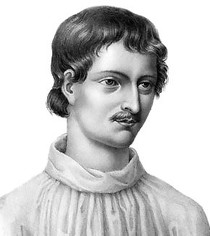 Portrait de Giordano Bruno, in "Le Livre du recteur" 1578, Genève (source : wikimedia commons)