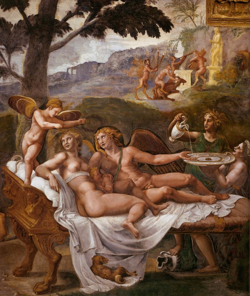 GIULIO ROMANO, "Psyché et Cupidon", 1526-28, Fresco Sala di Psiche, Palazzo del Tè, Mantua (source : WGA)