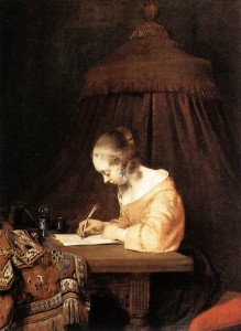 Gerard TERBORCH, Femme écrivant une lettre, vers 1655, Mauritshuis, La Hague (source : WGA)