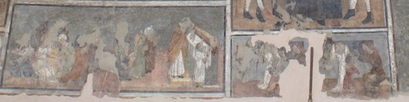 atelier-serra-saints-annonciation-confession-communion-vers-1490-6-35-x-2-75-m-fresque-jouvenceaux-sant-antonio-extérieur-mur-nord-photographie-de-marianne-gilly-argoud