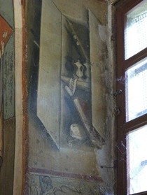 Maître jacquérien, armoire liturgique, (1420-1450), 0, 35 x 0, 80 m, fresque, Rivalta, Santi Vittore e Corona, abside, baie Sud (photographie de Marianne Gilly-Argoud).