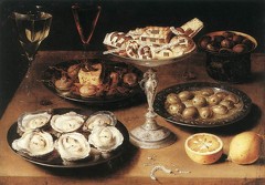 Osias Beert, Nature-morte avec des huîtres et des pâtisseries, Staatsgalerie, Stuttgart, 1610 (source : wga)