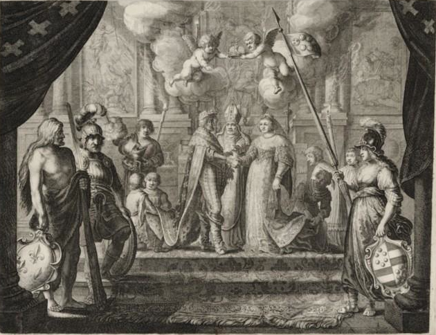 Anonyme, Mariage d'Henri IV et de Marie de Médicis : [estampe], BNF, (source : Gallica)