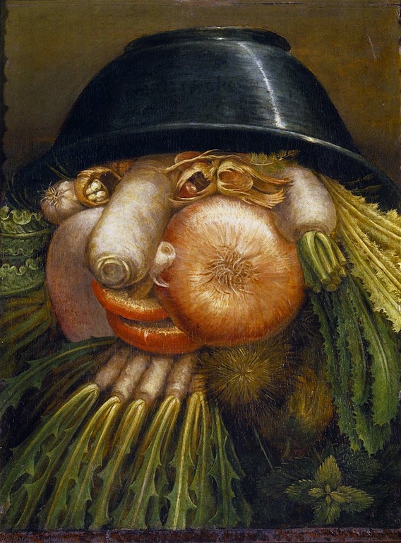 Giuseppe ARCIMBOLDO,"Tête réversible : le jardinier", 1587-90, Museo Civico "Ala Ponzone", Cremona (source : Web Gallery of Art)