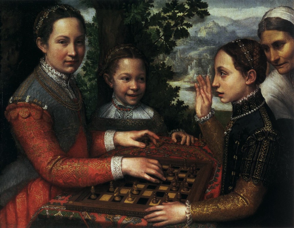 ANGUISSOLA, Sofonisba Portrait des soeurs de l'artiste, jouant aux échecs 1555 Huile sur toile, 72 x 97 cm Muzeum Narodowe, Poznan