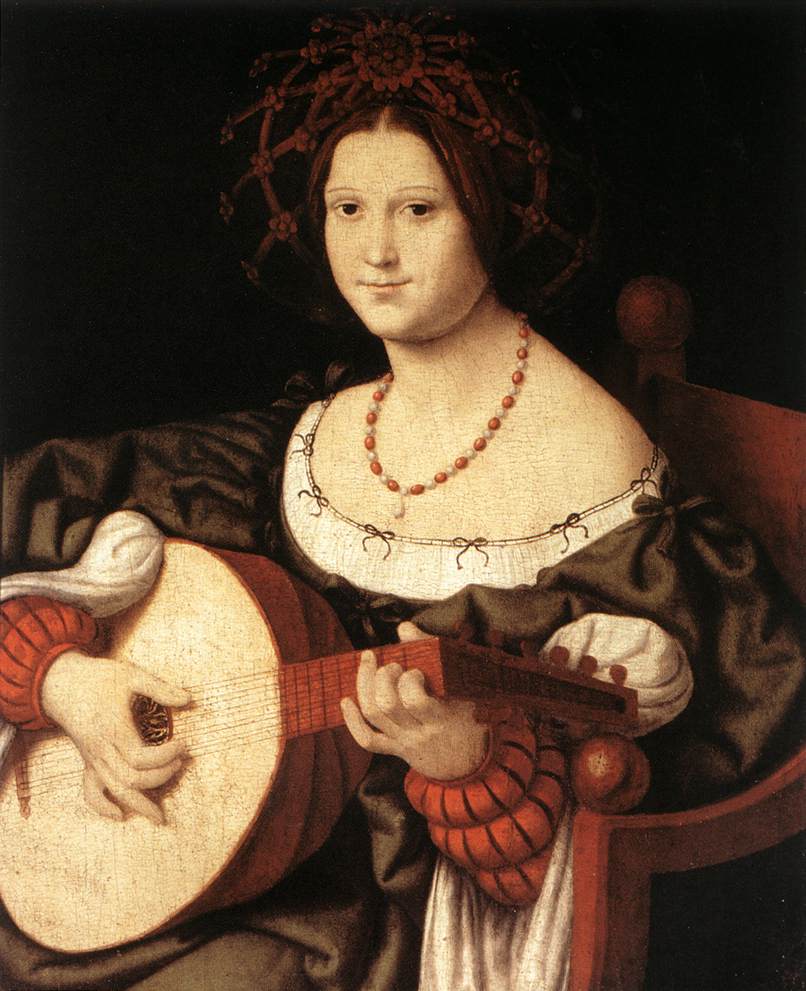 SOLARIO, Andrea, La joueuse de luth, c. 1510 huile sur bois, 65 x 52 cm Galleria Nazionale d'Arte Antica, Rome (source : WGA)
