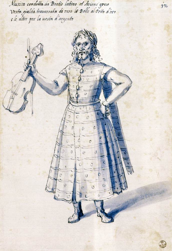 ARCIMBOLDO, Giuseppe costume pour la figure allégorique de Musique, 1585 Crayon, lavis, Galleria degli Uffizi, Florence