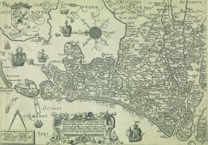 Jan Saenredam et Abraham Ortelius, "Carte de Hollande", 1589, burin, coll. privée