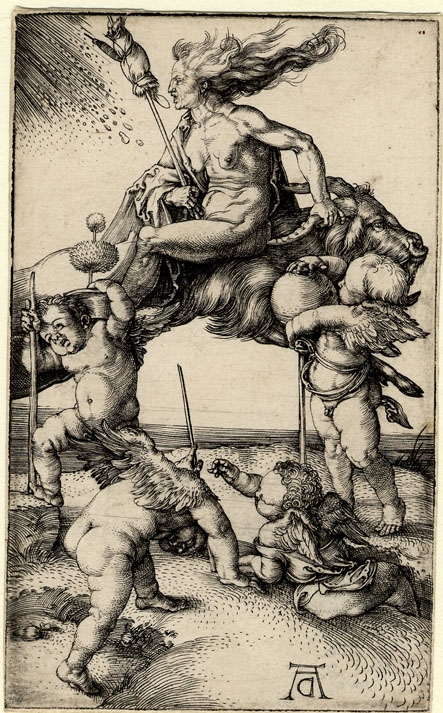 Sorcière, Dürer, 1501 (source : https://unartanglais.com/2014/10/31/les-sorcieres-sinvitent-au-british-museum/)