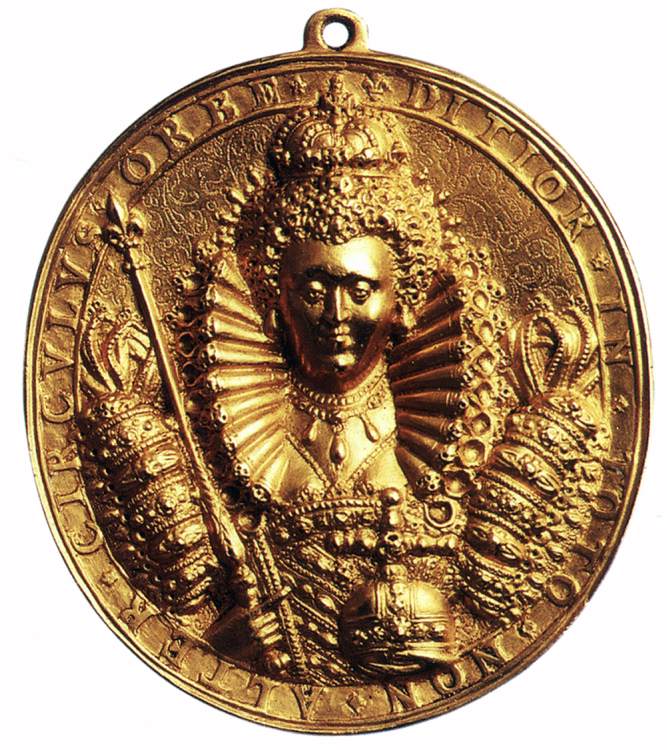 HILLIARD, Nicholas Portrait Medal of Queen Elizabeth I, 1590s, Bronze Fitzwilliam Museum, Cambridge (source: WGA)