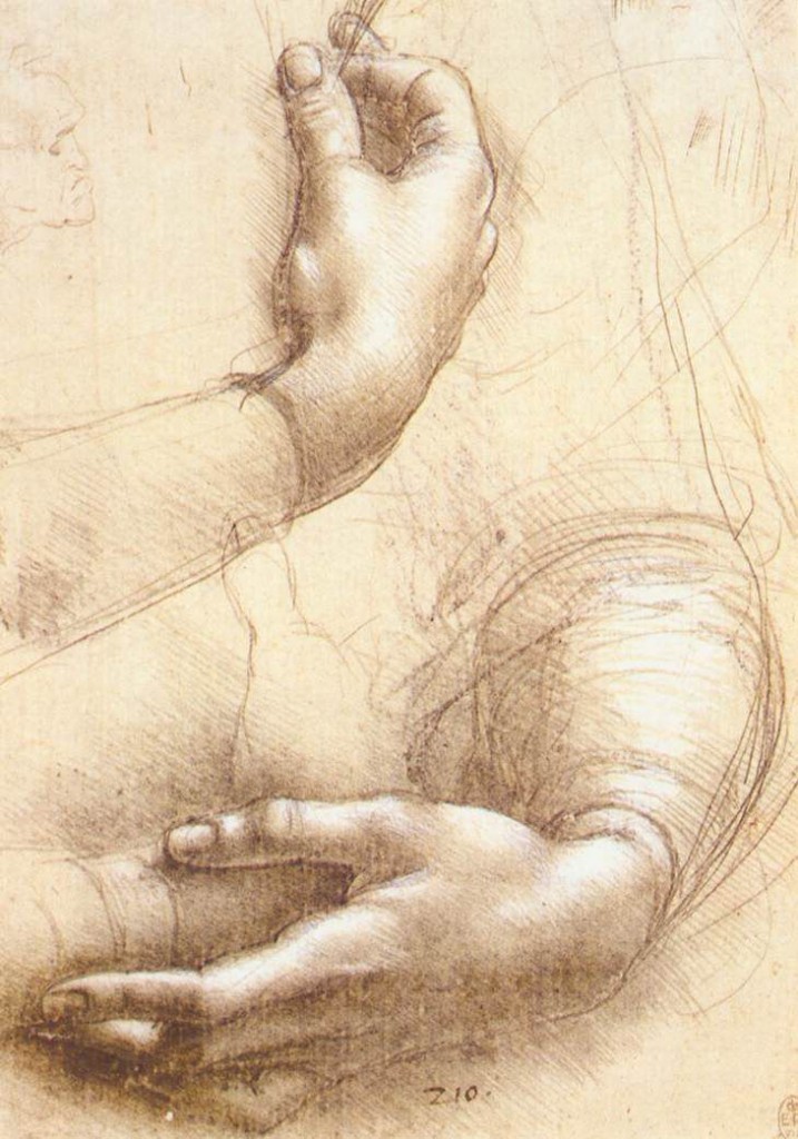 Léonard de Vinci, Etude de mains, 1474