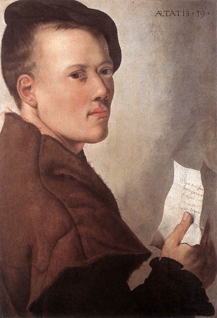 UNKNOWN MASTER, Dutch Portrait of a Young Man - Oil on panel, 46 x 32 cm Koninklijk Museum voor Schone Kunsten, Antwerp (Source : WGA)