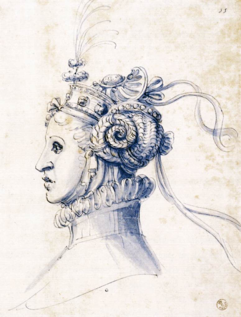 Giuseppe Arcimboldo, "Esquisse d'un masque", (1585), Galleria degli Uffizi, Florence (source : WGA).