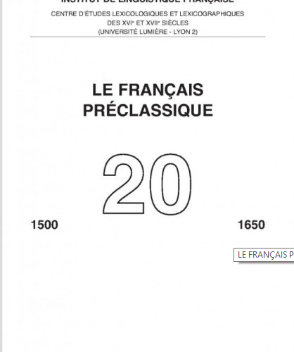 Le Français pré-classique, n°20