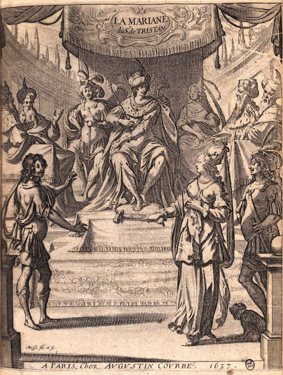 Abraham Bosse, frontispice de la première édition de La Mariane de Tristan L'Hermite (source :  Gallica via Wikipedia)