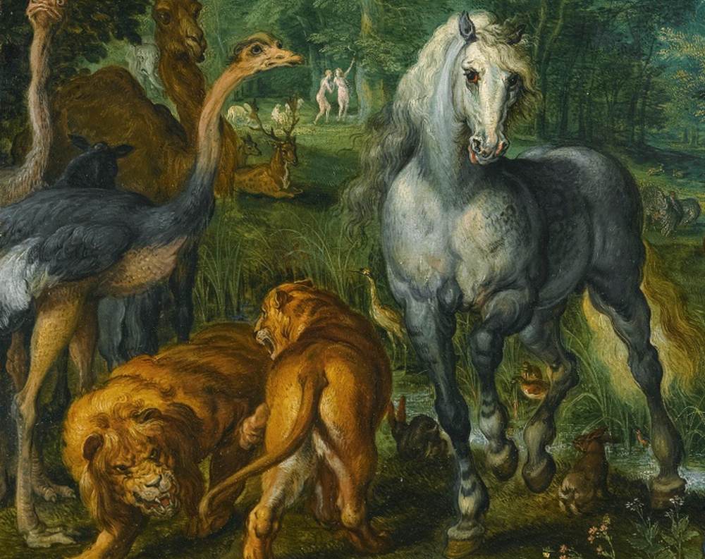 Brueghel l'Ancien, "Le jardin d'Eden et la chute de l'Homme", 1616, collection privée (source : WGA). 