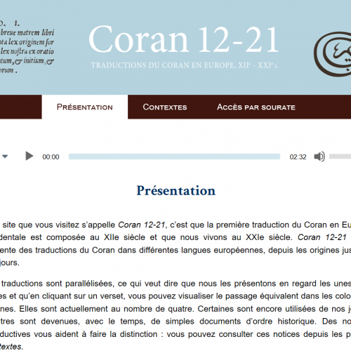 Naissance du site Coran 12-21