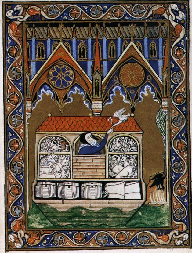 Miniaturiste français, "L'Arche de Noé dans le Psautier de Saint Louis", années 1260, Paris, BnF (source : WGA).