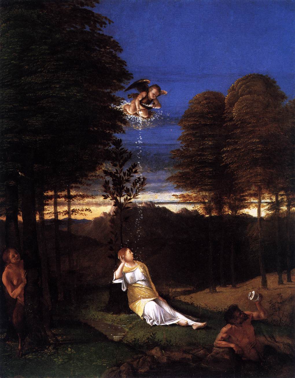 Lorenzo Lotto, détail de l'Allégorie de la Chasteté dit "Le rêve de la jeune femme", (vers 1506), Washington, National Gallery of Art (source : WGA).