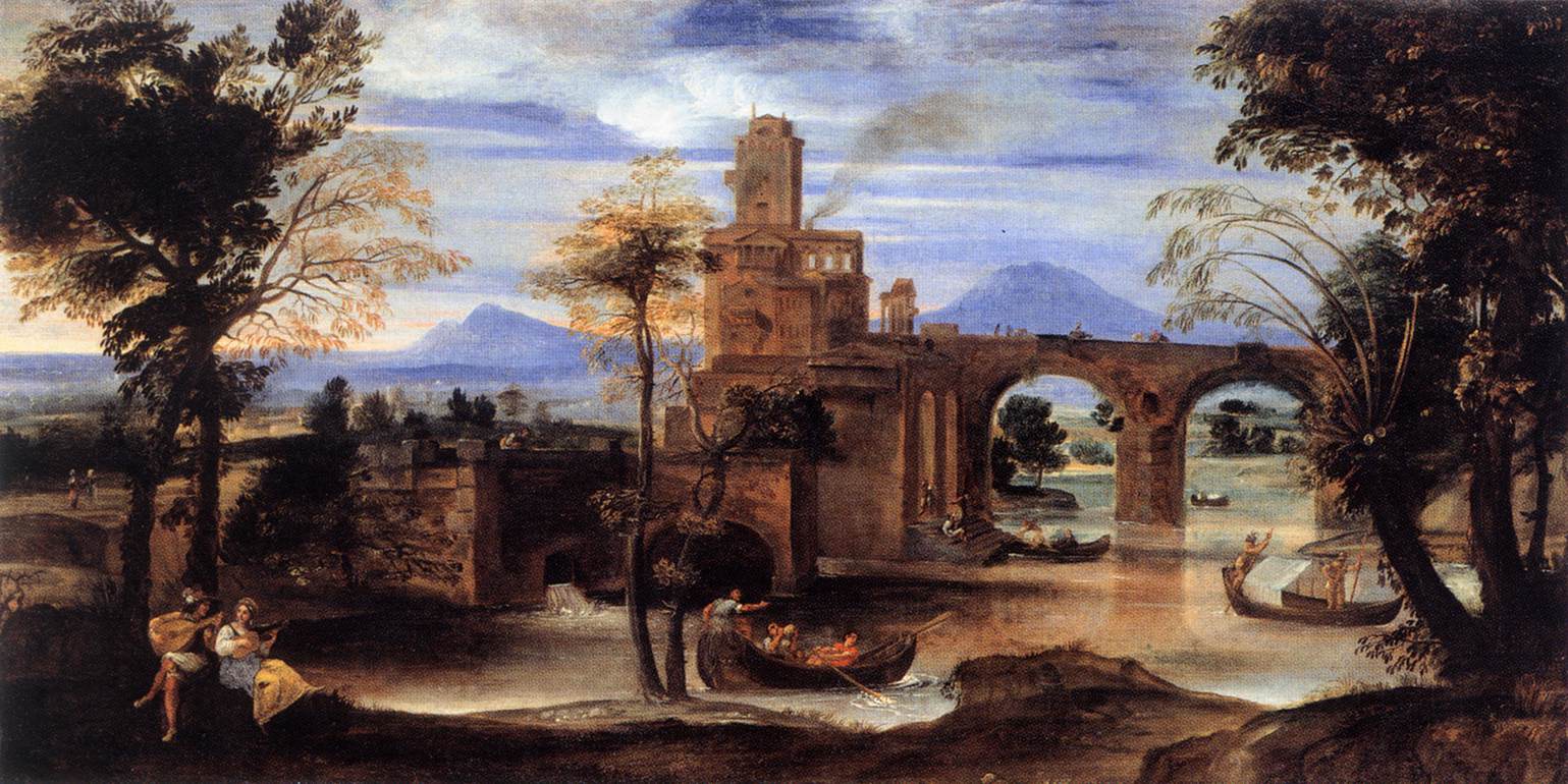 Annibale Carracci, "Paysage romain" (1595-1600), Berlin,  Staatliche Museen (source : WGA).