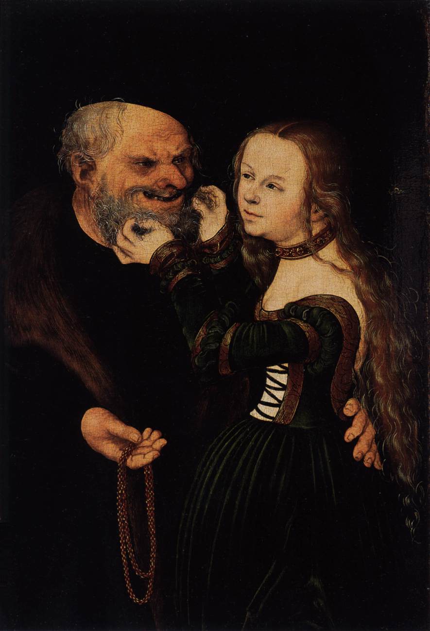 Lucas Cranach l'Ancien, "Jeune fille et vieil homme", vers 1530, Kunstpalast, Düsseldorf, WGA