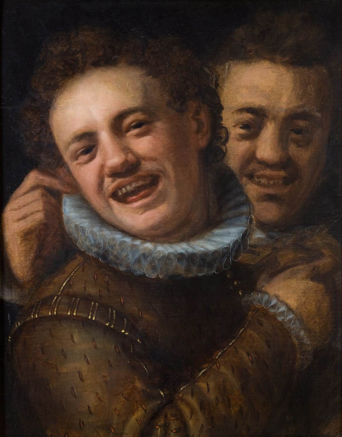 Hans von Aachen, "Deux hommes en train de rire", 1574, huile sur bois, Musée Archiépiscopal, Kromeriz (WGA)