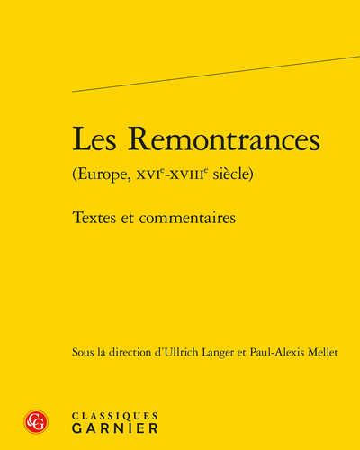 Les Remontrances (Europe, XVIe-XVIIIe siècle)