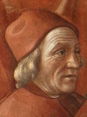 Marsile Ficin, détail d'une fresque  (1486-1490) de la chapelle Santa Maria Novella à Florence (Wikipedia commons)