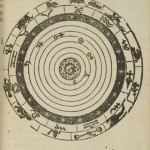 Système géocentrique du monde selon Pythagore et Ptolémée (Illustration de Elemanta doctrinae de circulis coelestibus, et primo motu] ; Caspar Peucer, 1551) (source : Europeana)