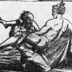 Position xvi. Les quatre gravures représentant l'"equus eroticus" par Raimondi (source : http://www.alain-claverie.fr/textes/aretin/sonnets.html)